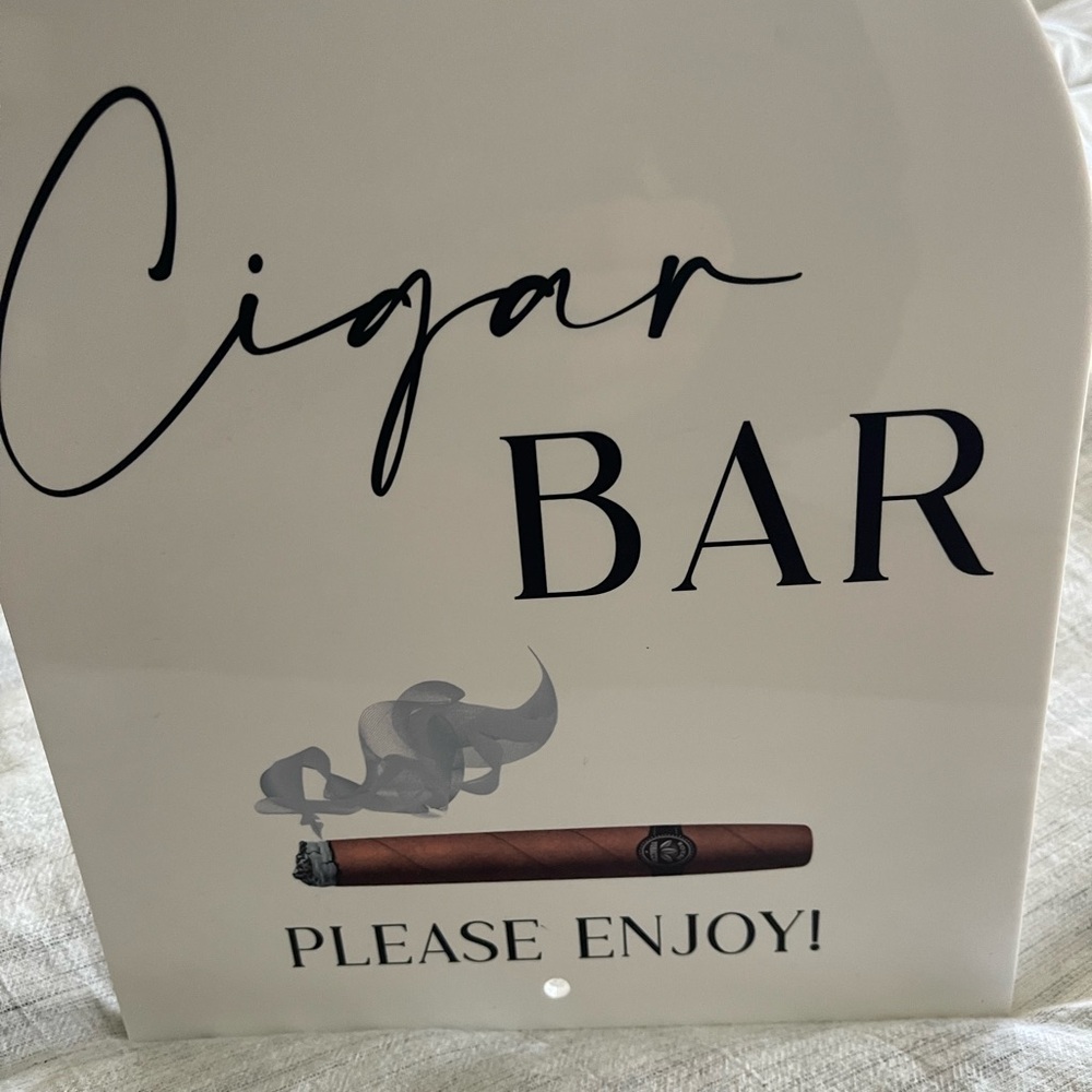 Cigar Bar Decorative Sign - Black and White